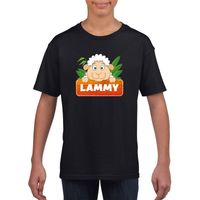 T-shirt zwart voor kinderen met Lammy het schaapje XL (158-164)  -