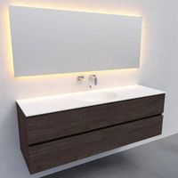 Badkamermeubel Solid Surface AQS Stockholm 150x46 cm Midden Wood Dark Brown Boss & Wessing - thumbnail