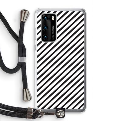 Strepen zwart-wit: Huawei P40 Transparant Hoesje met koord
