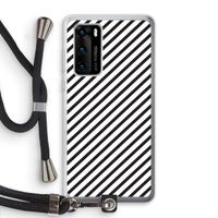 Strepen zwart-wit: Huawei P40 Transparant Hoesje met koord