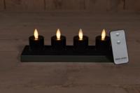 Set 4 St Inductive Rechargeable Black Tealight Moving Flame - Annas collection