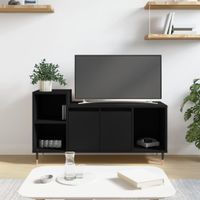 Tv-meubel 100x35x55 cm bewerkt hout zwart - thumbnail