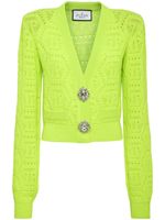 Philipp Plein cardigan crop à motif monogrammé - Jaune - thumbnail