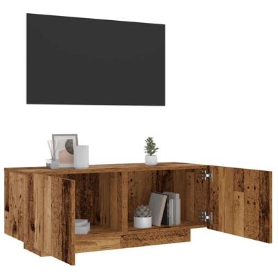 Tv-meubel met LED 100x35x40 cm bewerkt hout oud hout