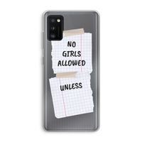 No Girls Allowed Unless: Samsung Galaxy A41 Transparant Hoesje