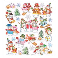 Creativ Company Stickers, skieende sneeuwpoppen, vel 15x16,5 cm, ca. 24 stuk, 1 vel
