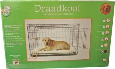 Draadkooi met deur en schuifdeur nr. 4 zwart 107x71x77 cm - Gebr de boon