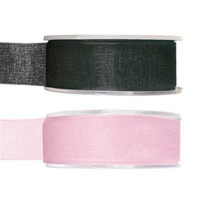 Organza sierlint pakket - zwart/roze - 2,5 cm x 20 meter - Hobby/decoratie/knutselen