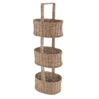 Tendance Badkamer rek/organizer - 3 mandjes - zeegras - 23 x 30 x 90 cm Tendance Badkamer rek/organizer - 3 mandjes - zeegras - 23 x 30 x 90 cm