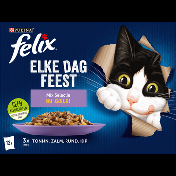 FELIX® Elke Dag Feest Mix Selectie in Gelei Kattenvoer 12x85g bij Jumbo