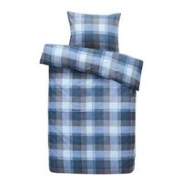 Comfort dekbedovertrek Jona ruiten - blauw/antraciet - 140x200/220 cm