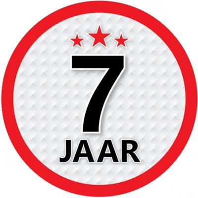 7 jaar leeftijd sticker - rond - Dia 15 cm - 7 jaar verjaardag - jubileum - leeftijd versiering