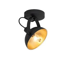 QAZQA Industriële plafondlamp zwart met goud 15 cm verstelbaar -