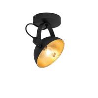 QAZQA Industriële plafondlamp zwart met goud 15 cm verstelbaar -