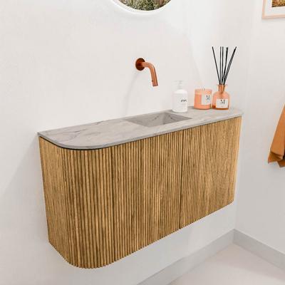 Toiletmeubel Mondiaz Joya Dlux | 83.2 cm | Meubelkleur Oak | Faye wastafel Glace Wasbak Midden | Zonder kraangat(en)