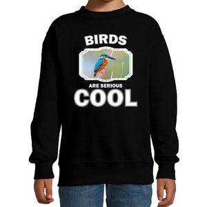 Dieren ijsvogel sweater zwart kinderen - birds are cool trui jongens en meisjes
