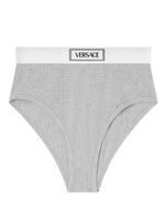 Versace culotte nervurée à taille logo - Gris - thumbnail