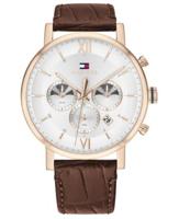 Tommy Hilfiger donkerbruin Herenhorlogemet leren band, 44 mm