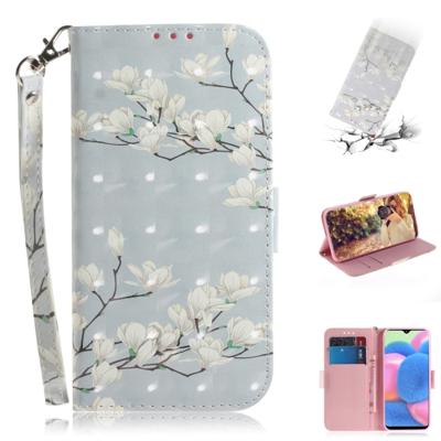 Voor Galaxy A30s 3D gekleurde tekening horizontale Flip lederen draagtas met houder & kaartsleuf & portemonnee & Lanyard (Magnolia)