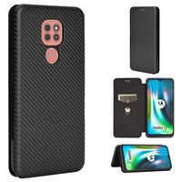 Motorola Moto G9 Play Flip Case - Koolstofvezel (Geopende verpakking - Bulkverpakking) - Zwart - thumbnail