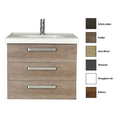 Badkamermeubelset Sanicare Q9 3 Laden 80cm Grey-Wood (spiegel optioneel)