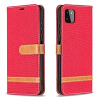 Samsung Galaxy S21 hoesje - Bookcase - Pasjeshouder - Portemonnee - Vintage - Stof - Kunstleer - Rood - thumbnail