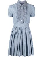 Miu Miu Pre-Owned robe-chemise à volants - Bleu