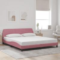 Bedframe met hoofdeinde zonder matras 180x200 cm fluweel roze