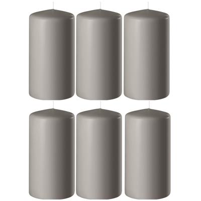 Zandgrijze cilinderkaarsen - stompkaarsen - 6 x 10 cm - 6x stuks - 36 branduren