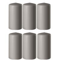 Zandgrijze cilinderkaarsen - stompkaarsen - 6 x 10 cm - 6x stuks - 36 branduren