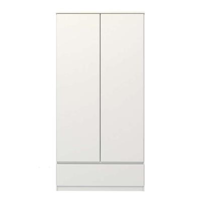 Leen Bakker - Kledingkast Naia 2-deurs - Hoogglans - 50x99x201 Cm - Spaanplaat - Wit - 98.9x200.6x50 Cm