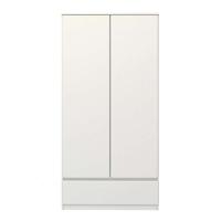 Leen Bakker - Kledingkast Naia 2-deurs - Hoogglans - 50x99x201 Cm - Spaanplaat - Wit - 98.9x200.6x50 Cm