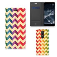 Nokia 5.1 (2018) | Hoesje met Magneet | Zigzag Multi Color