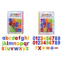 1x set Magnetische gekleurde alfabet speelgoed letters en cijfers 52 stuks 4 cm - thumbnail