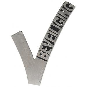 Beveiligings embleem V - 12x stuks - metaal - 6,5 cm - Security broche - zilver - beveiligers