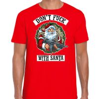 Fout Kerstshirt / outfit Dont fuck with Santa rood voor heren