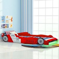 Kinderbed raceauto met LED-verlichting rood 90x200 cm - thumbnail