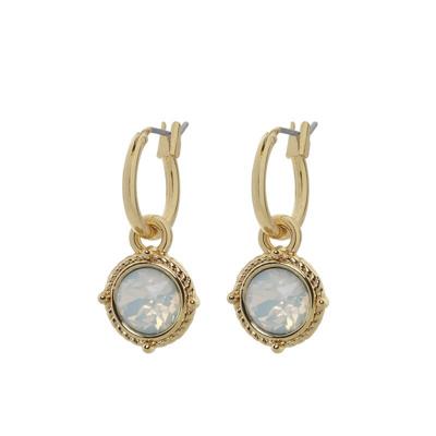 Biba Hang Oorbellen Goud met Swarovski Steentje Wh. Opal