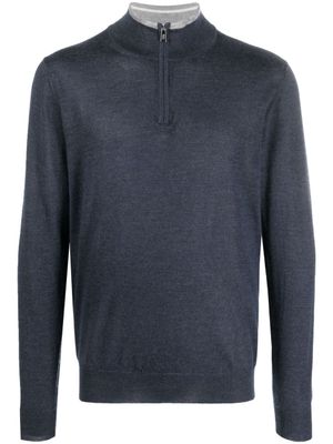 Fedeli pull Favonio à col zippé - Bleu
