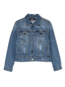 Neil Barrett Kids veste en jean à imprimé Thunderbolt - Bleu