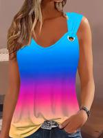 V Neck Loose Casual Ombre Tank Top