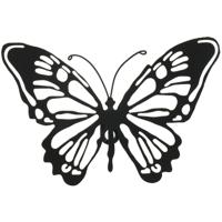 Decoris tuin wanddecoratie vlinder - metaal - zwart - 18 x 12 cm - Tuinbeelden - thumbnail