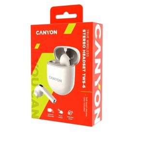 Canyon CNS-TWS6BE hoofdtelefoon/headset True Wireless Stereo (TWS) Hoofdband Gesprekken/Muziek/Sport/Elke dag Bluetooth Wit