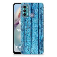 Motorola Moto G60 | Bumper Hoesje | Wood Blue Motorola Moto G60 | Bumper Hoesje | Wood Blue