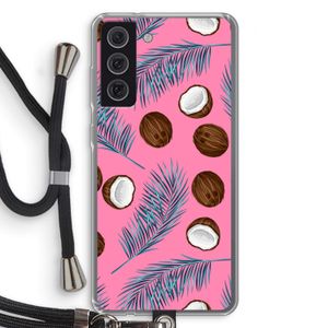 Kokosnoot roze: Samsung Galaxy S21 FE Transparant Hoesje met koord