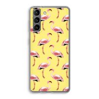 Flamingo's geel: Samsung Galaxy S21 Transparant Hoesje