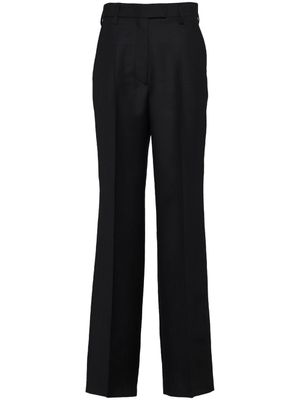 Prada pantalon en mohair à plaque logo - Noir