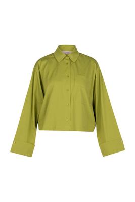 Erina poplin blouse - dark lime - 13478