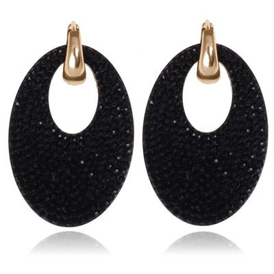 Ovale dames oorbellen Cilla Jewels Zwart Goudkleurig
