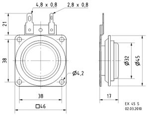 Visaton EX 45 S - 8 Ohm Contactgeluidsomzetter 10 W 8 Ω